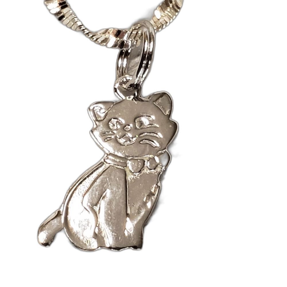 Sterling Silver Cat Twisted Herringbone Necklace